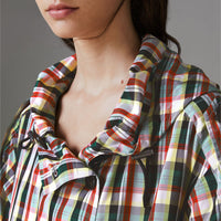 Parka légère à capuche à motif check - Pine Green