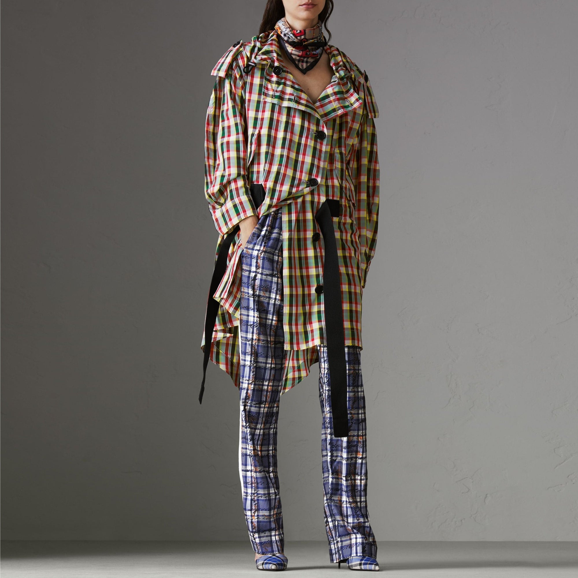 Parka légère à capuche à motif check - Pine Green