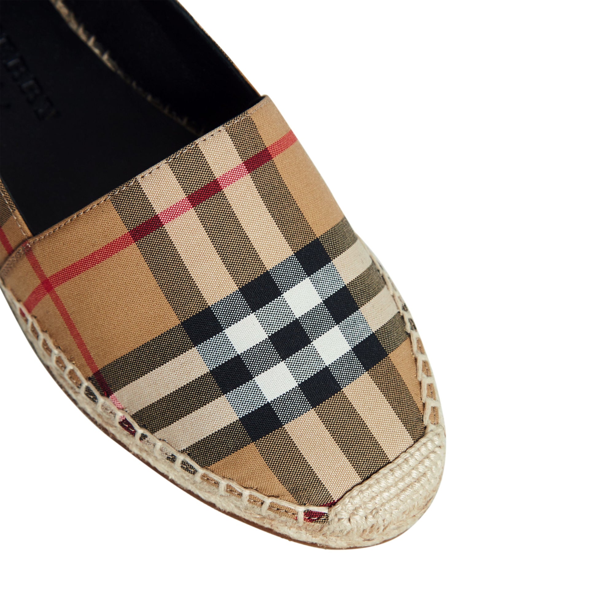 Espadrilles en cuir à motif Vintage check - Antique Yellow