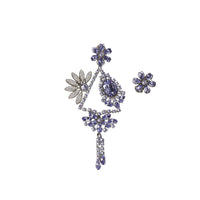 Boucles d'oreilles asymétriques en cristal - Lavender Blue