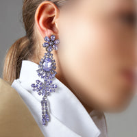 Boucles d'oreilles asymétriques en cristal - Lavender Blue
