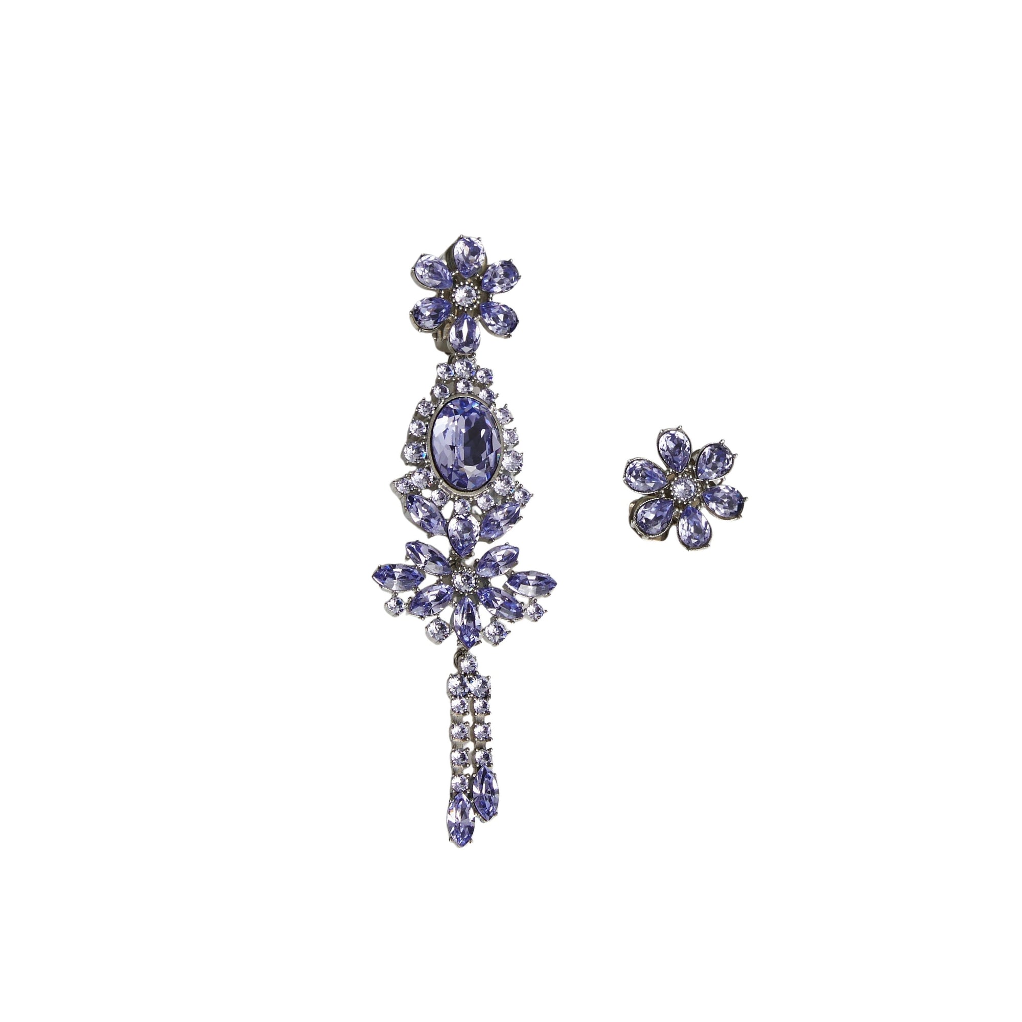 Boucles d'oreilles asymétriques en cristal - Lavender Blue