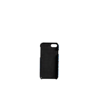 Coque pour iPhone 8 en cuir à motif Vintage check - Canvas Blue & Antique Yellow