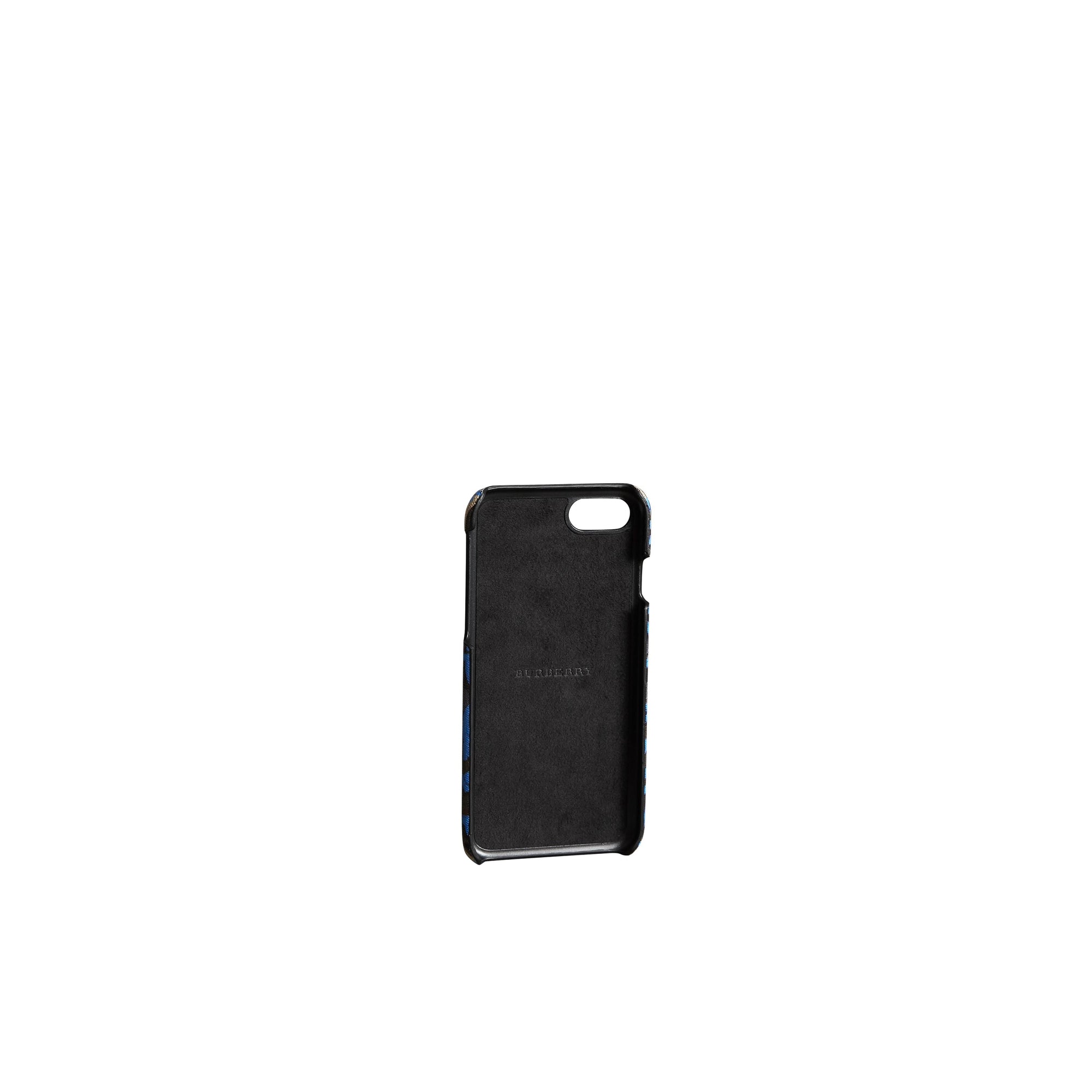 Coque pour iPhone 8 en cuir à motif Vintage check - Canvas Blue & Antique Yellow