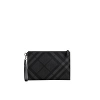 Pochette zippée à motif London check - Charcoal & Black
