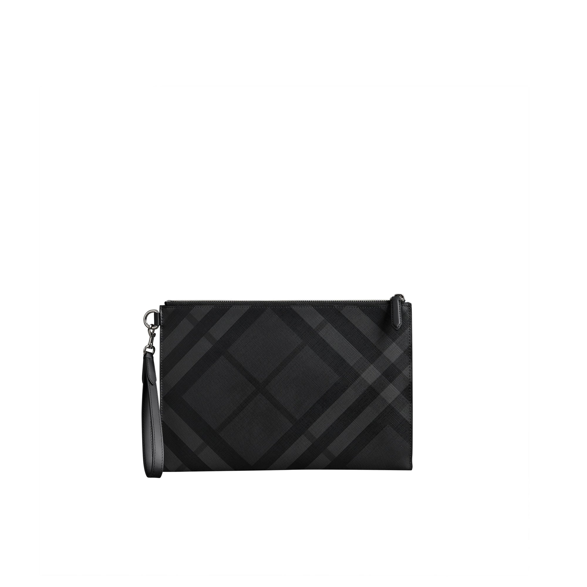 Pochette zippée à motif London check - Charcoal & Black