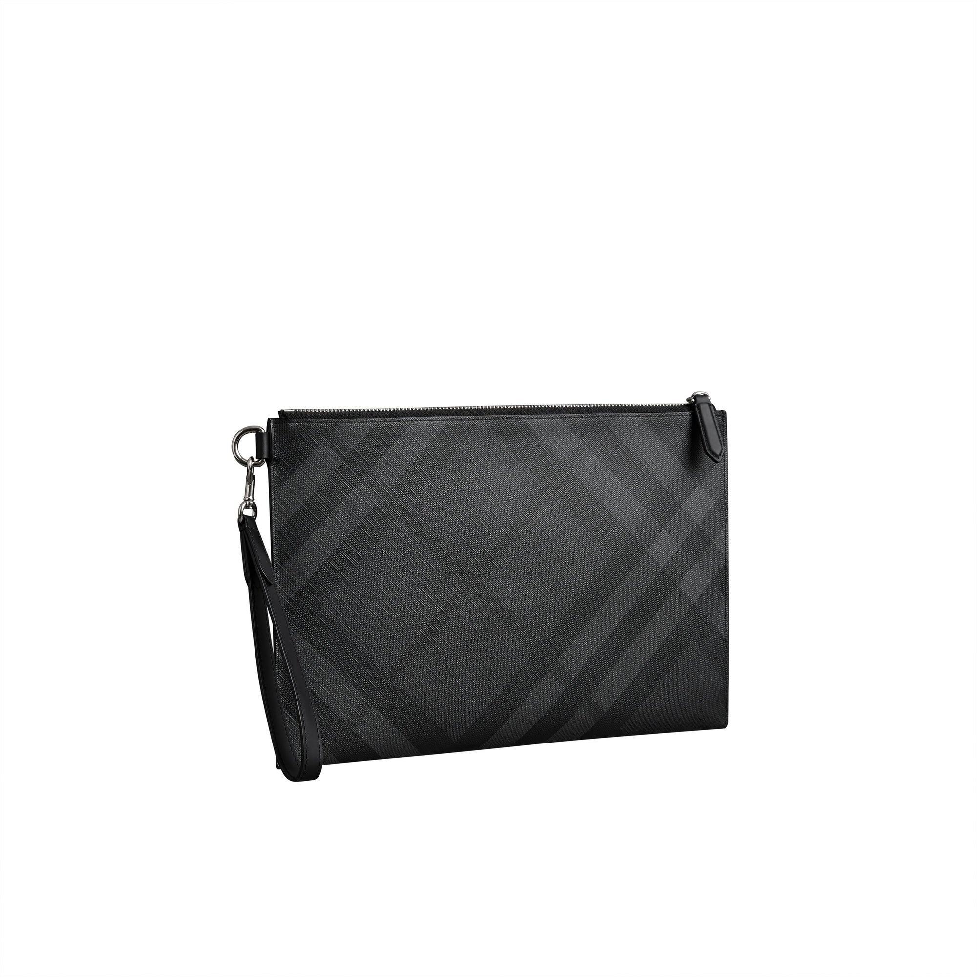 Pochette zippée à motif London check - Charcoal & Black