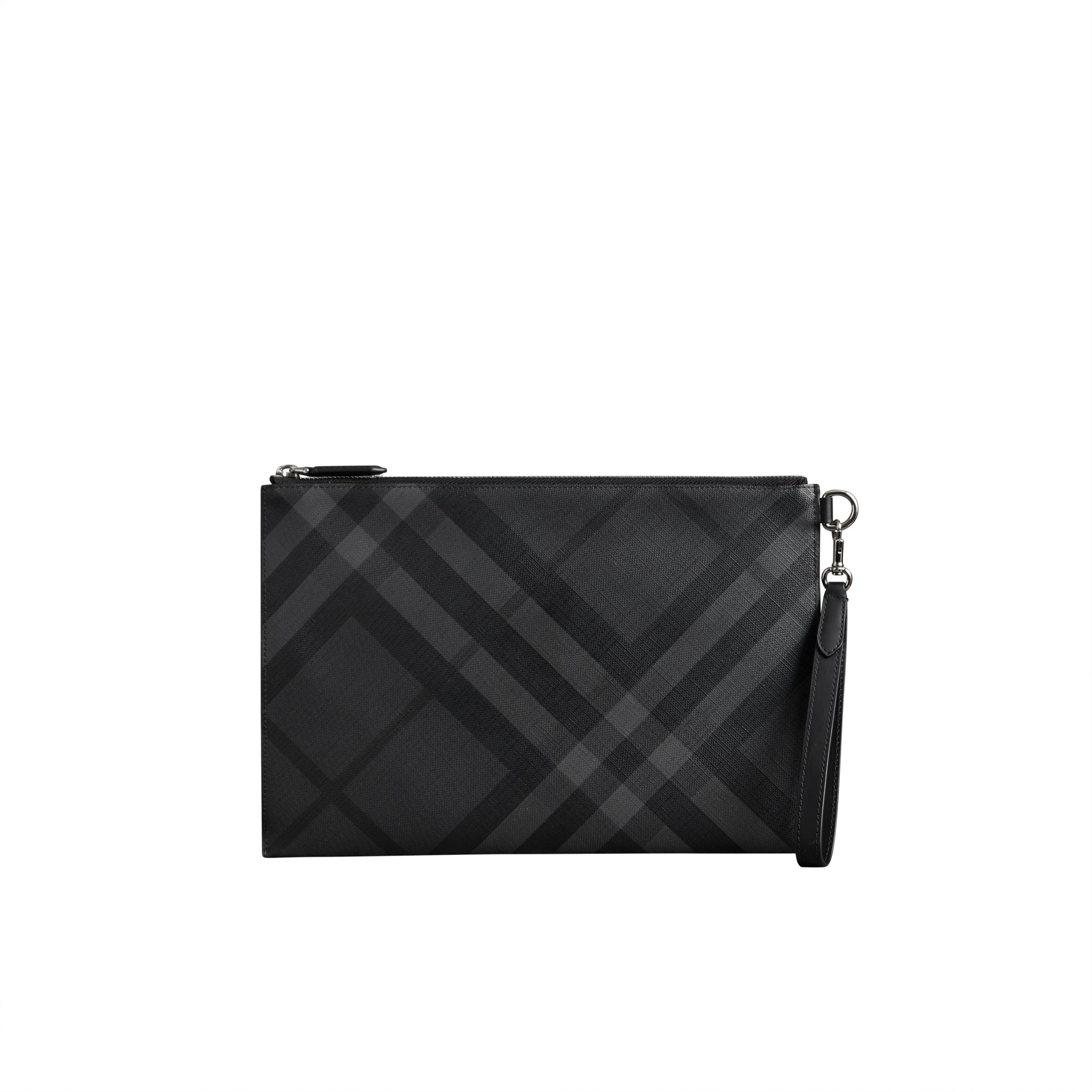 Pochette zippée à motif London check - Charcoal & Black