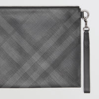 Pochette zippée à motif London check - Charcoal & Black