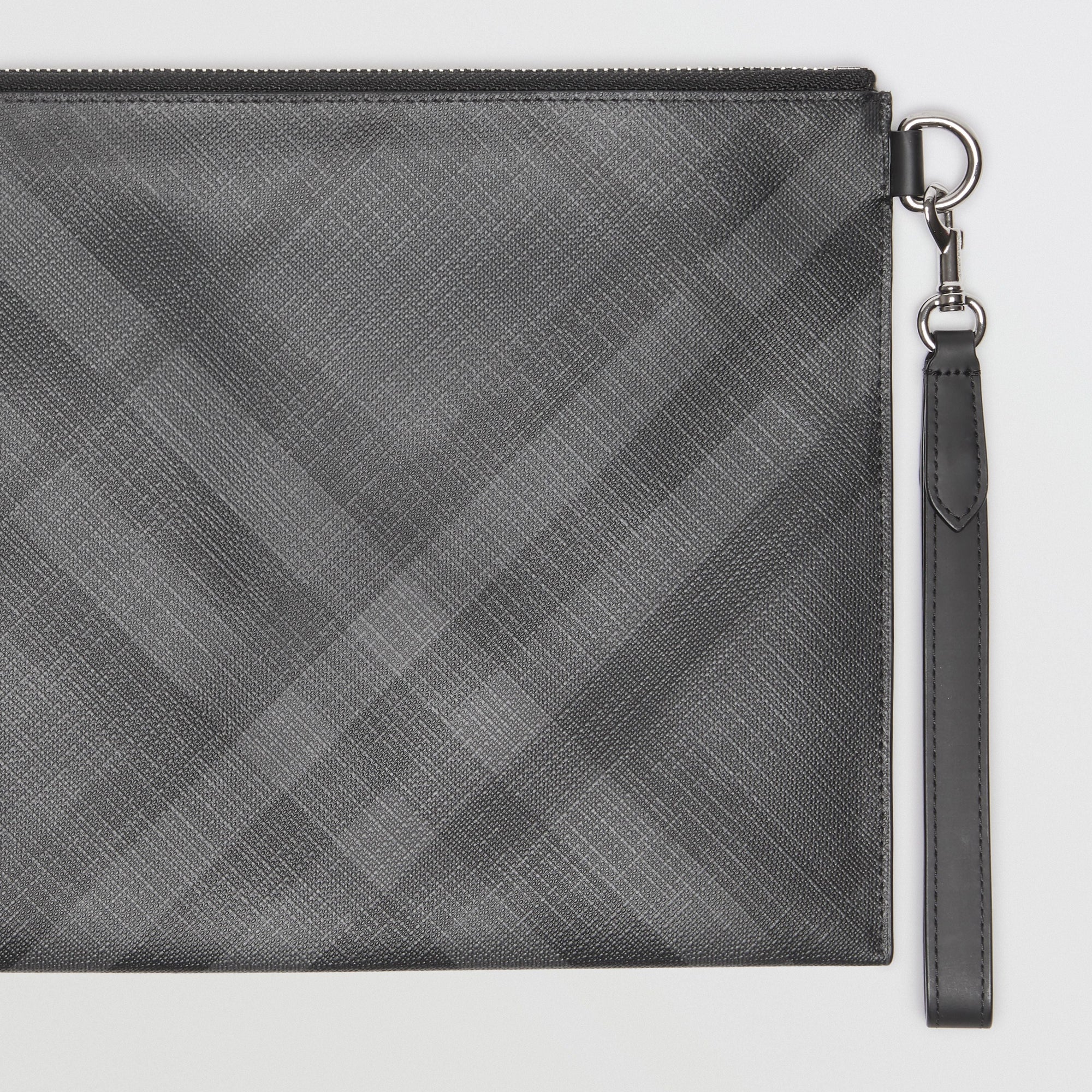 Pochette zippée à motif London check - Charcoal & Black