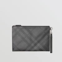 Pochette zippée à motif London check - Charcoal & Black