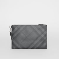 Pochette zippée à motif London check - Charcoal & Black