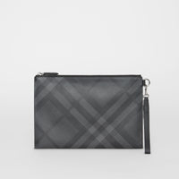 Pochette zippée à motif London check - Charcoal & Black