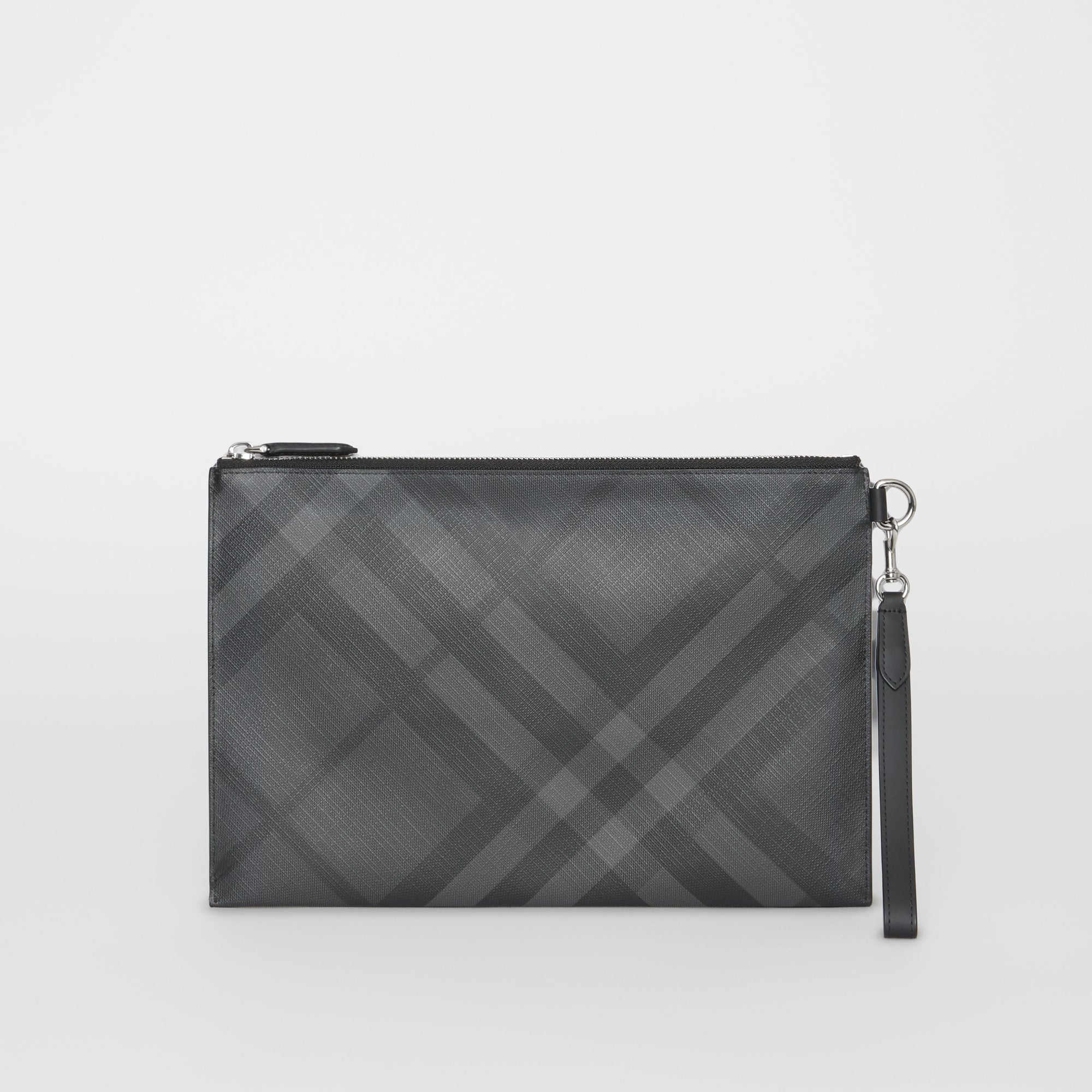 Pochette zippée à motif London check - Charcoal & Black