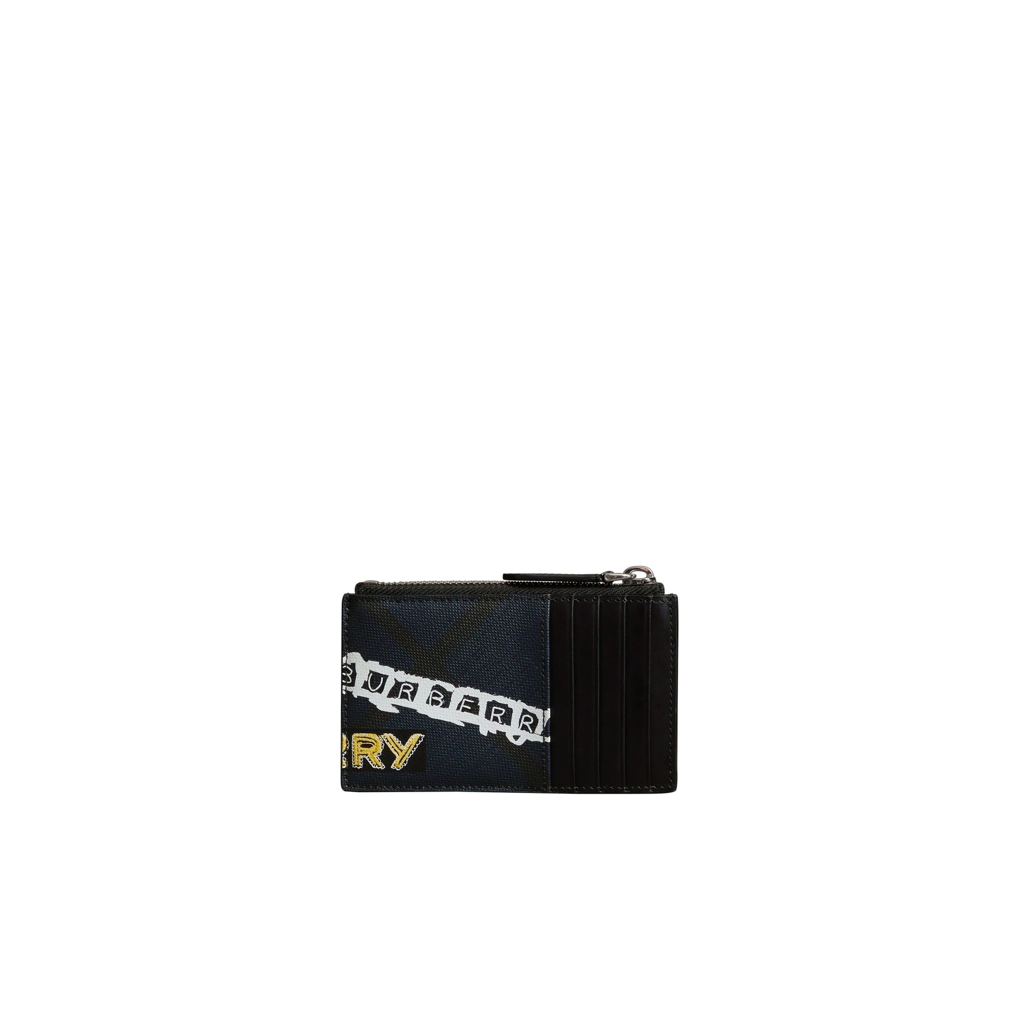 Porte-cartes zippé à motif London check - Charcoal