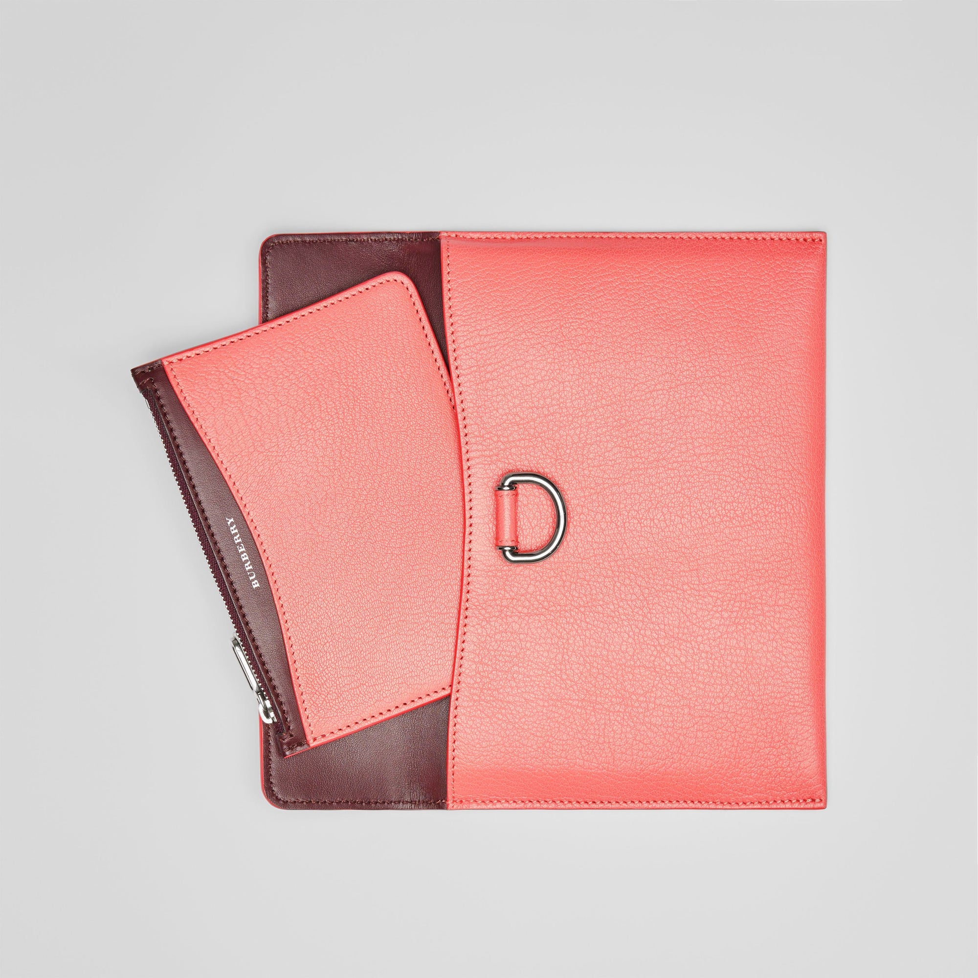 Pochette en cuir à porte-monnaie amovible - Bright Coral Pink