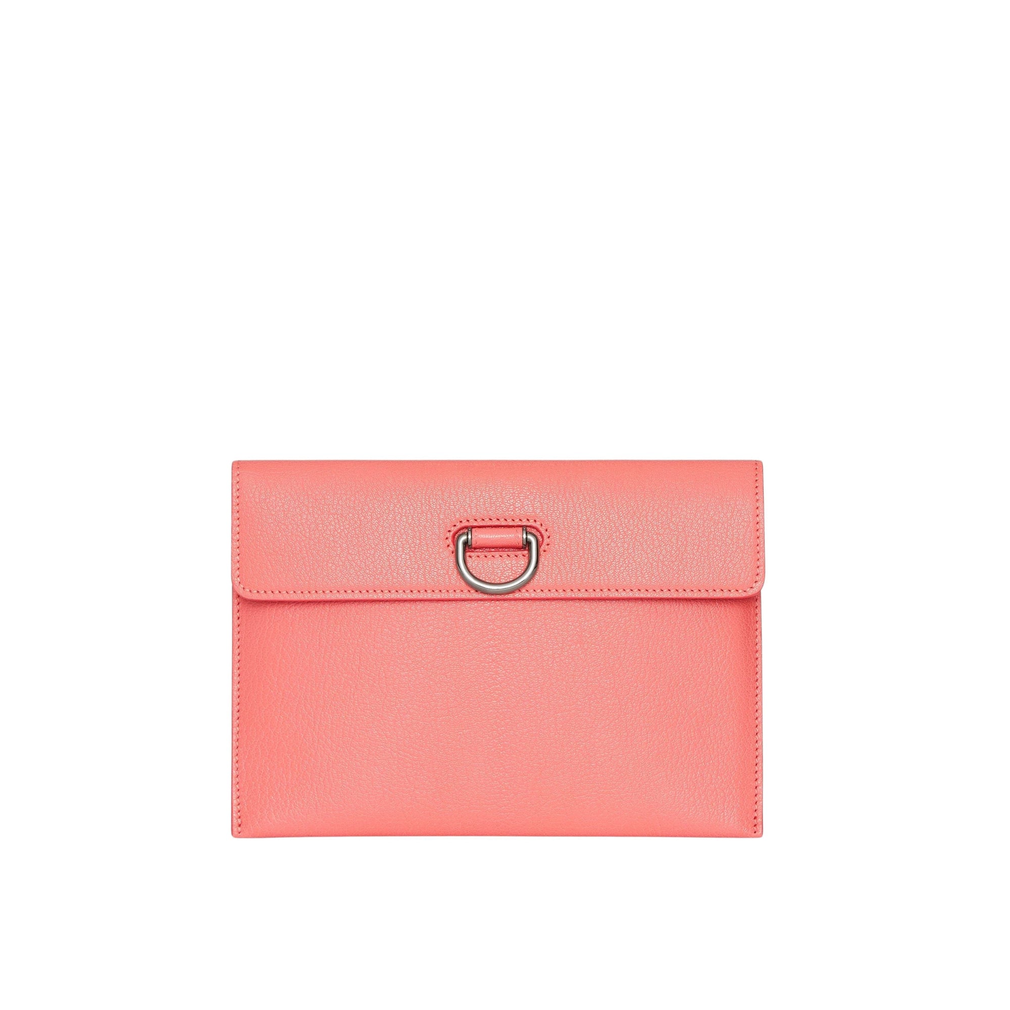Pochette en cuir à porte-monnaie amovible - Bright Coral Pink