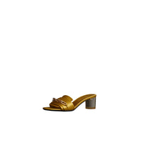 Mules plates à talon en satin à chaîne - Antique Yellow