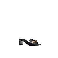 Claquettes à talon en satin à chaîne - Black