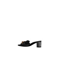 Claquettes à talon en satin à chaîne - Black