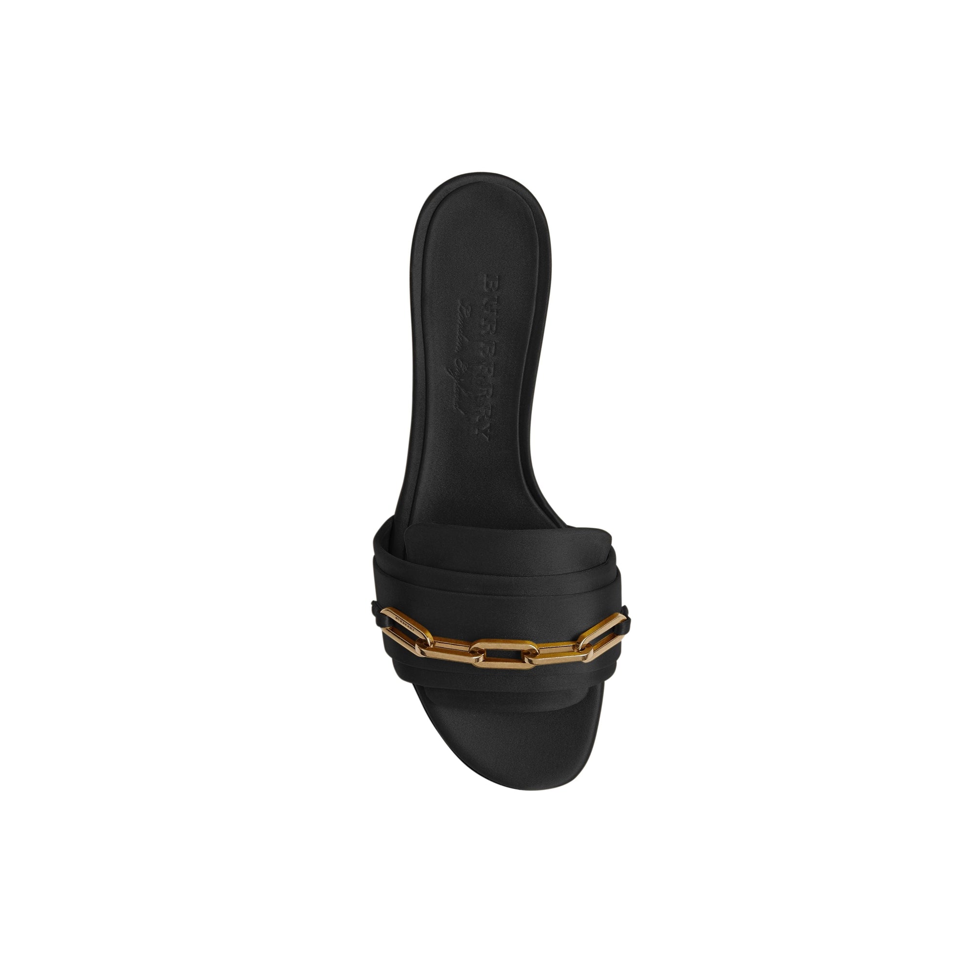 Claquettes à talon en satin à chaîne - Black