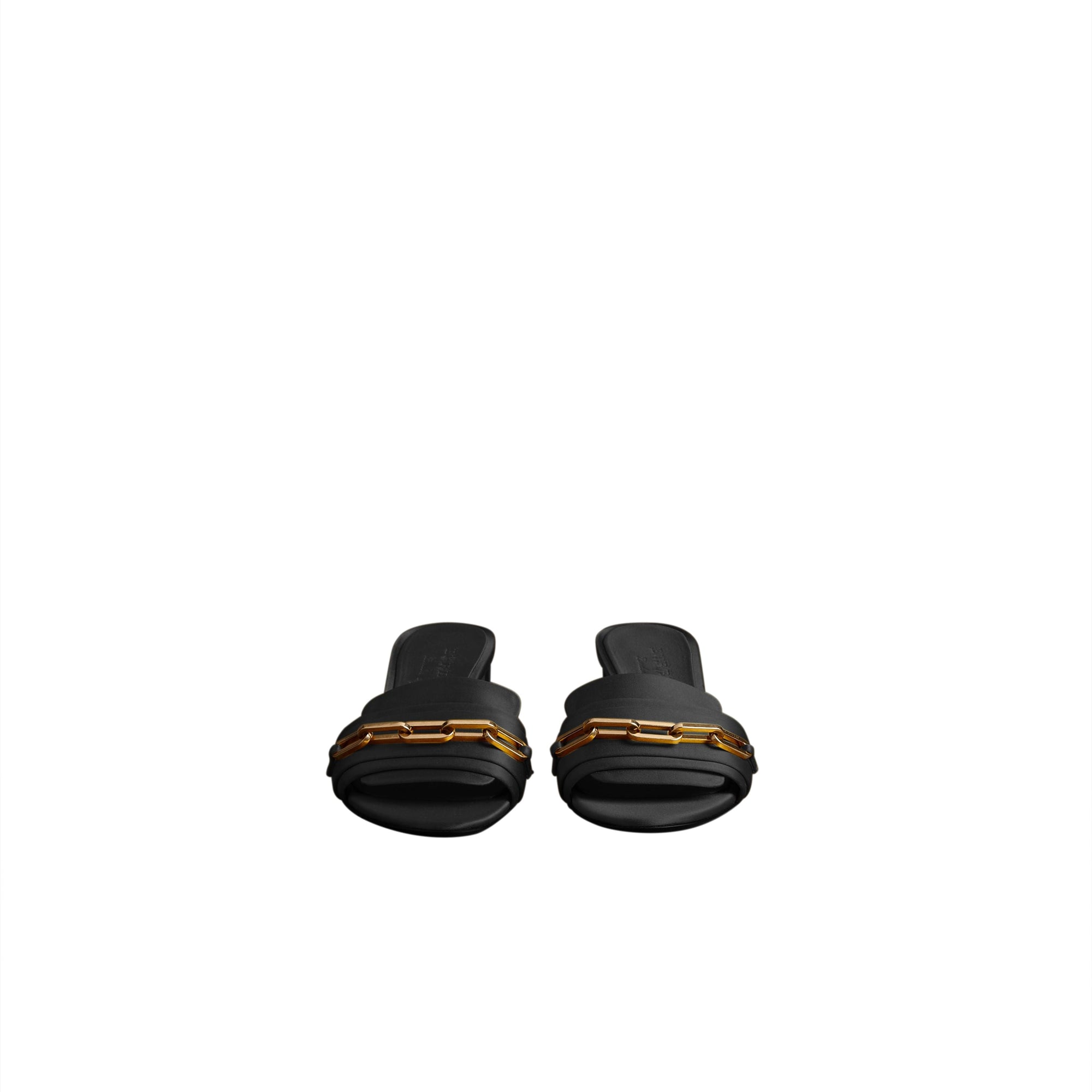 Claquettes à talon en satin à chaîne - Black