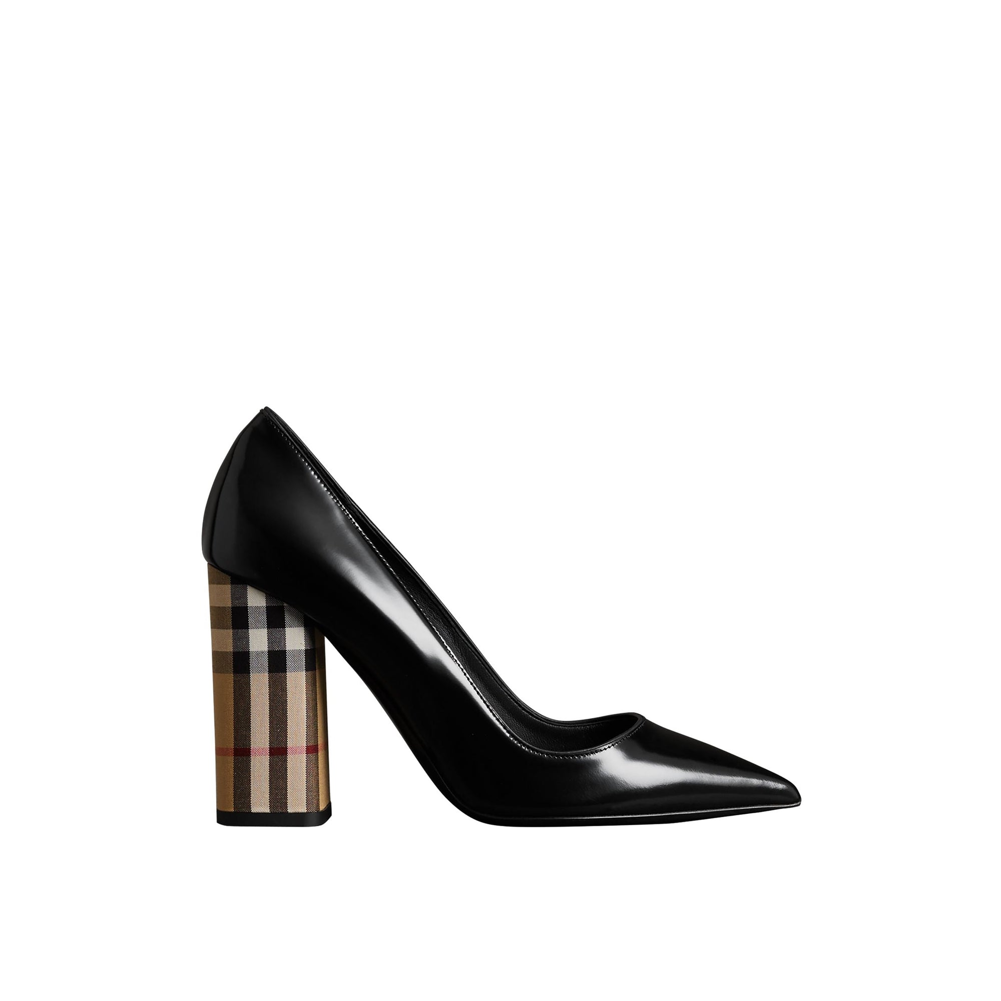 Escarpins en cuir verni à motif Vintage check - Black