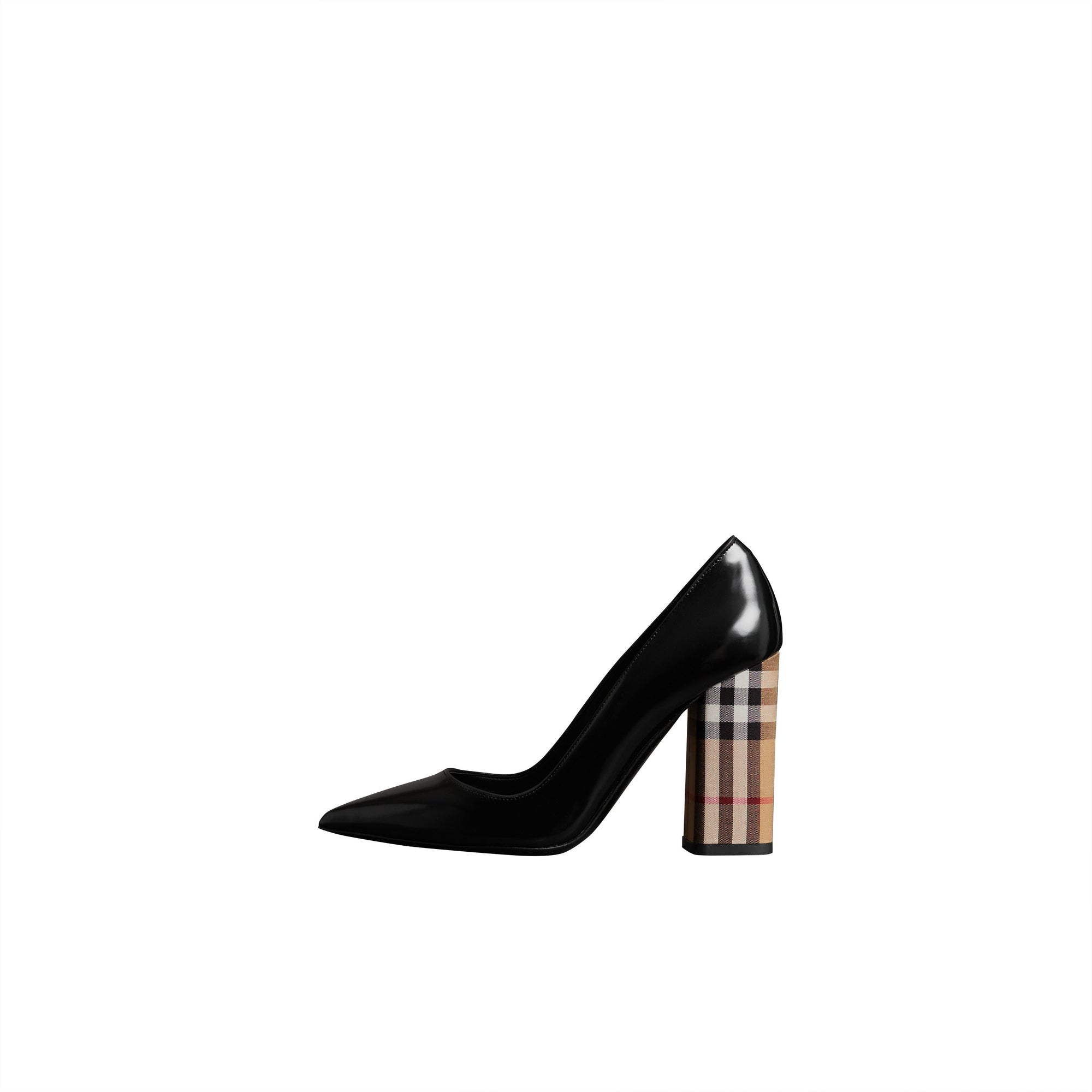 Escarpins en cuir verni à motif Vintage check - Black