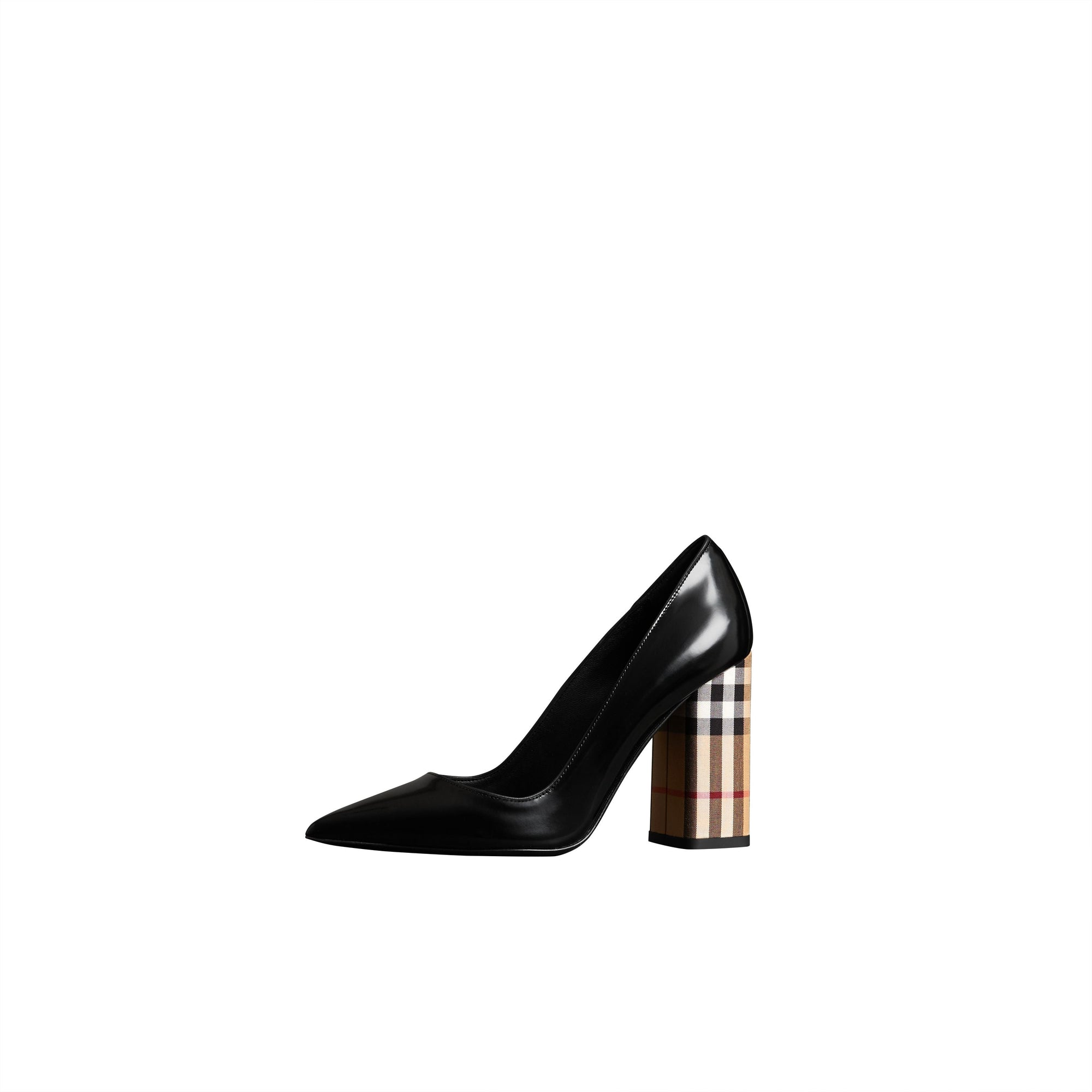 Escarpins en cuir verni à motif Vintage check - Black