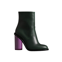 Bottines à talon en cuir bicolore - Dark Forest Green