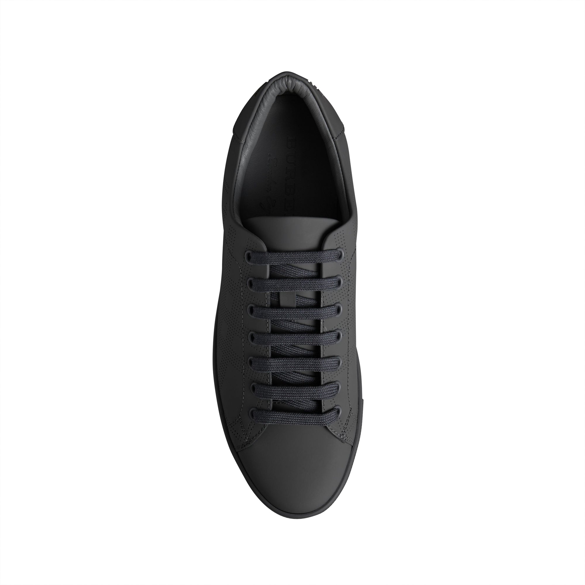 Sneakers en cuir à motif check perforé - Steel Grey