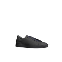Sneakers en cuir à motif check perforé - Steel Grey