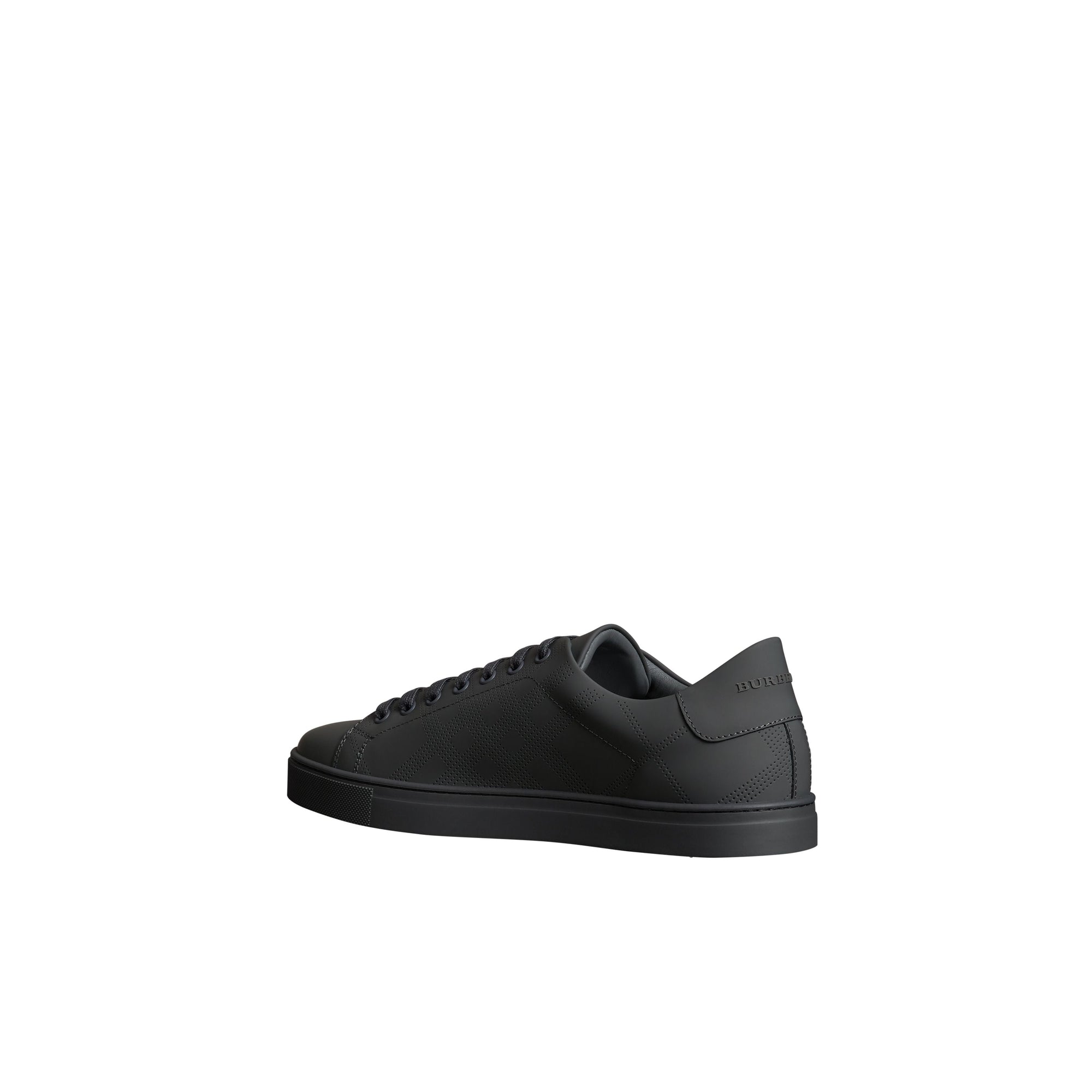 Sneakers en cuir à motif check perforé - Steel Grey