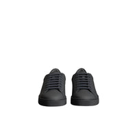 Sneakers en cuir à motif check perforé - Steel Grey
