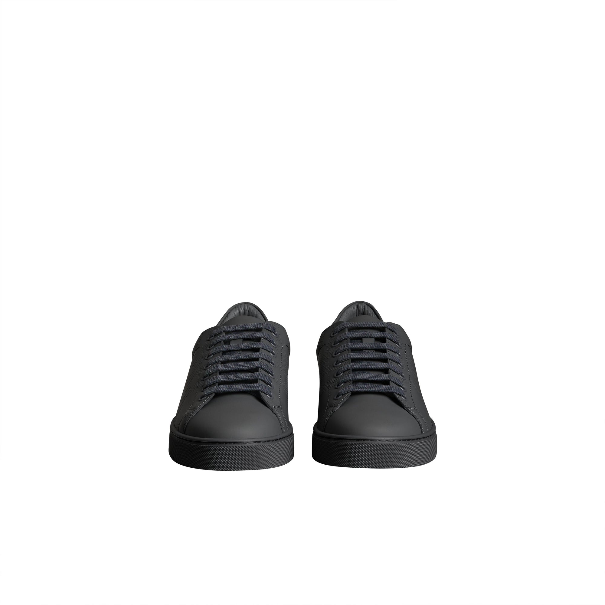 Sneakers en cuir à motif check perforé - Steel Grey
