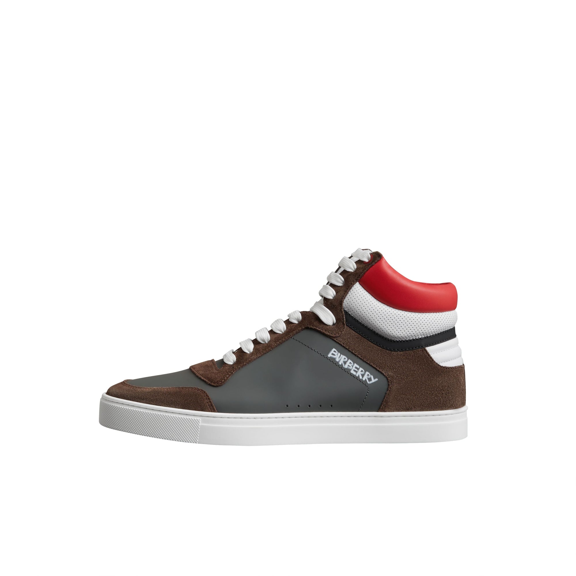 Sneakers montantes en cuir et cuir velours - Steel Grey