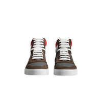 Sneakers montantes en cuir et cuir velours - Steel Grey