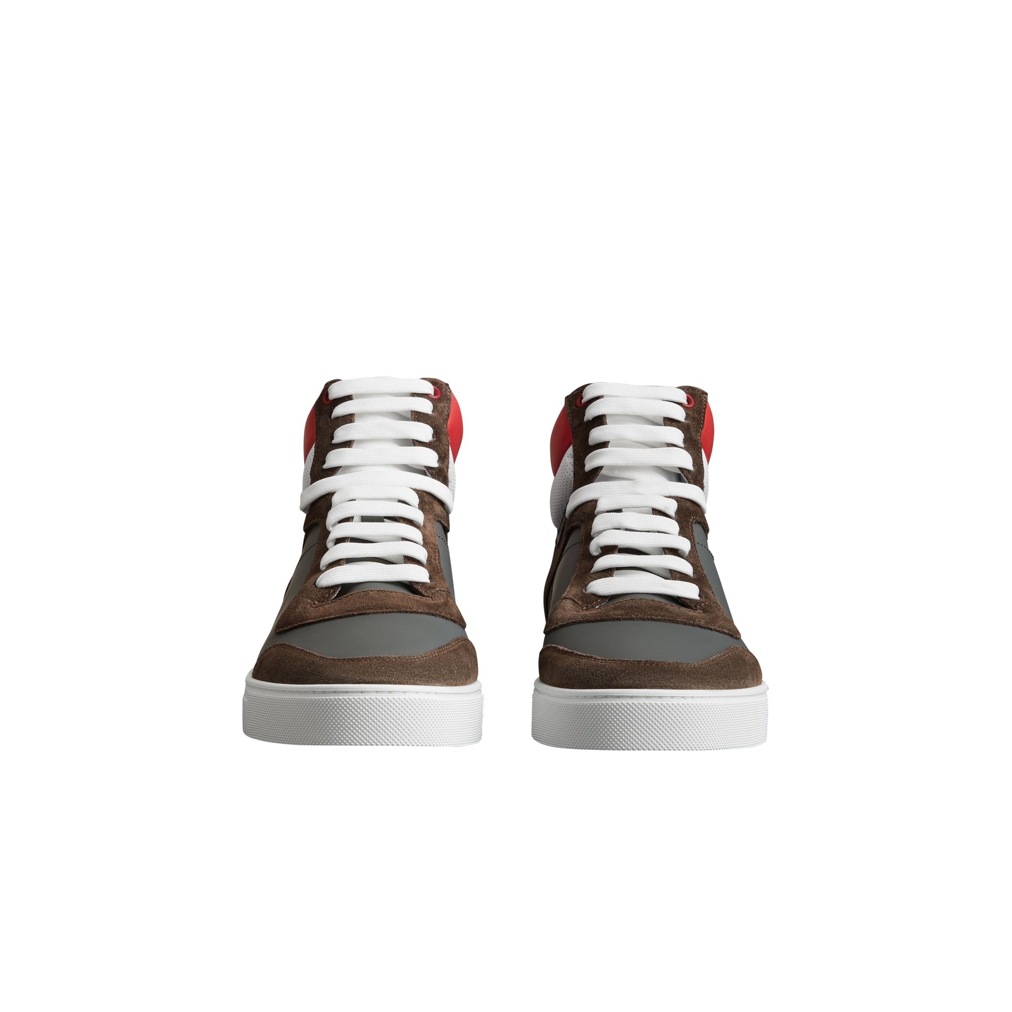 Sneakers montantes en cuir et cuir velours - Steel Grey