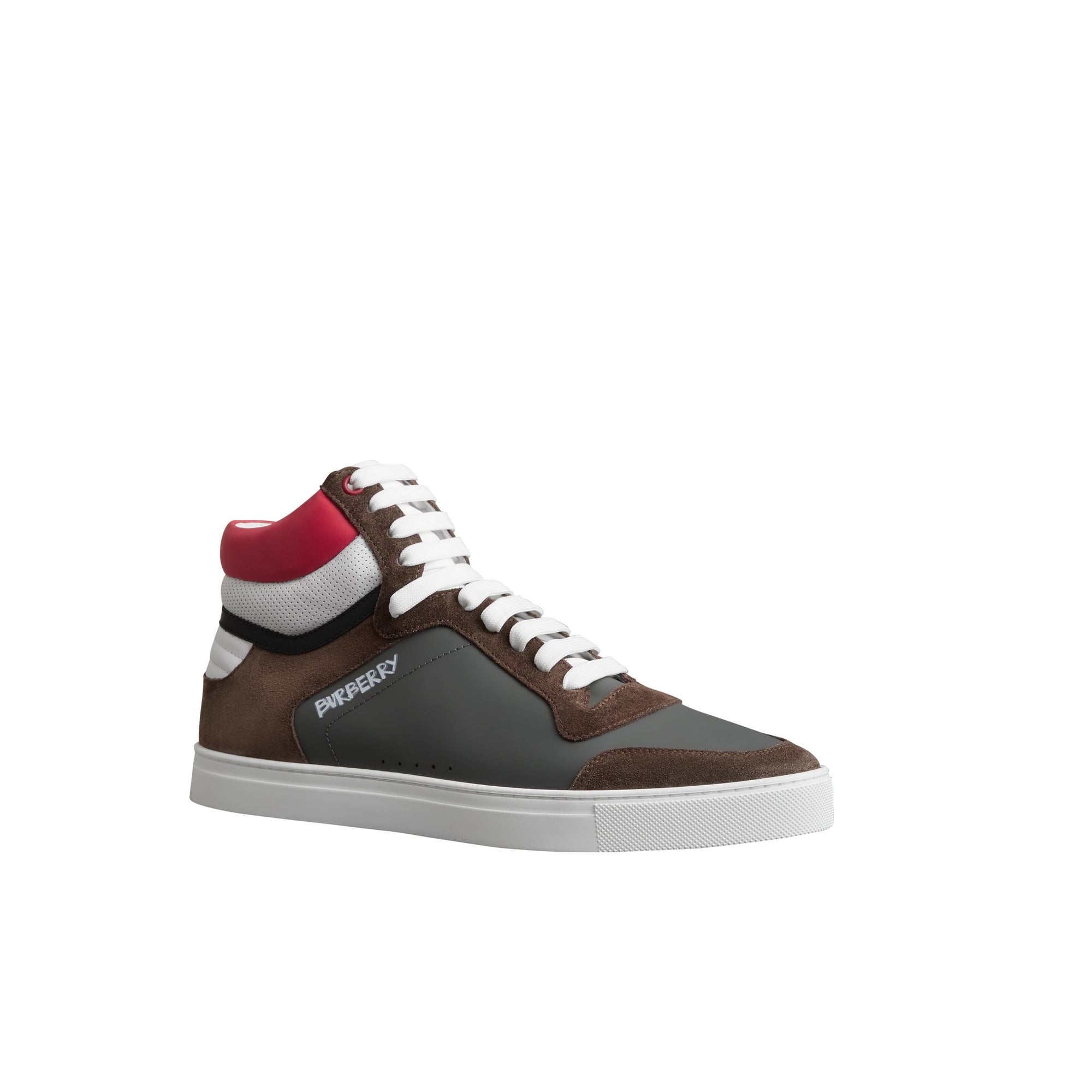 Sneakers montantes en cuir et cuir velours - Steel Grey