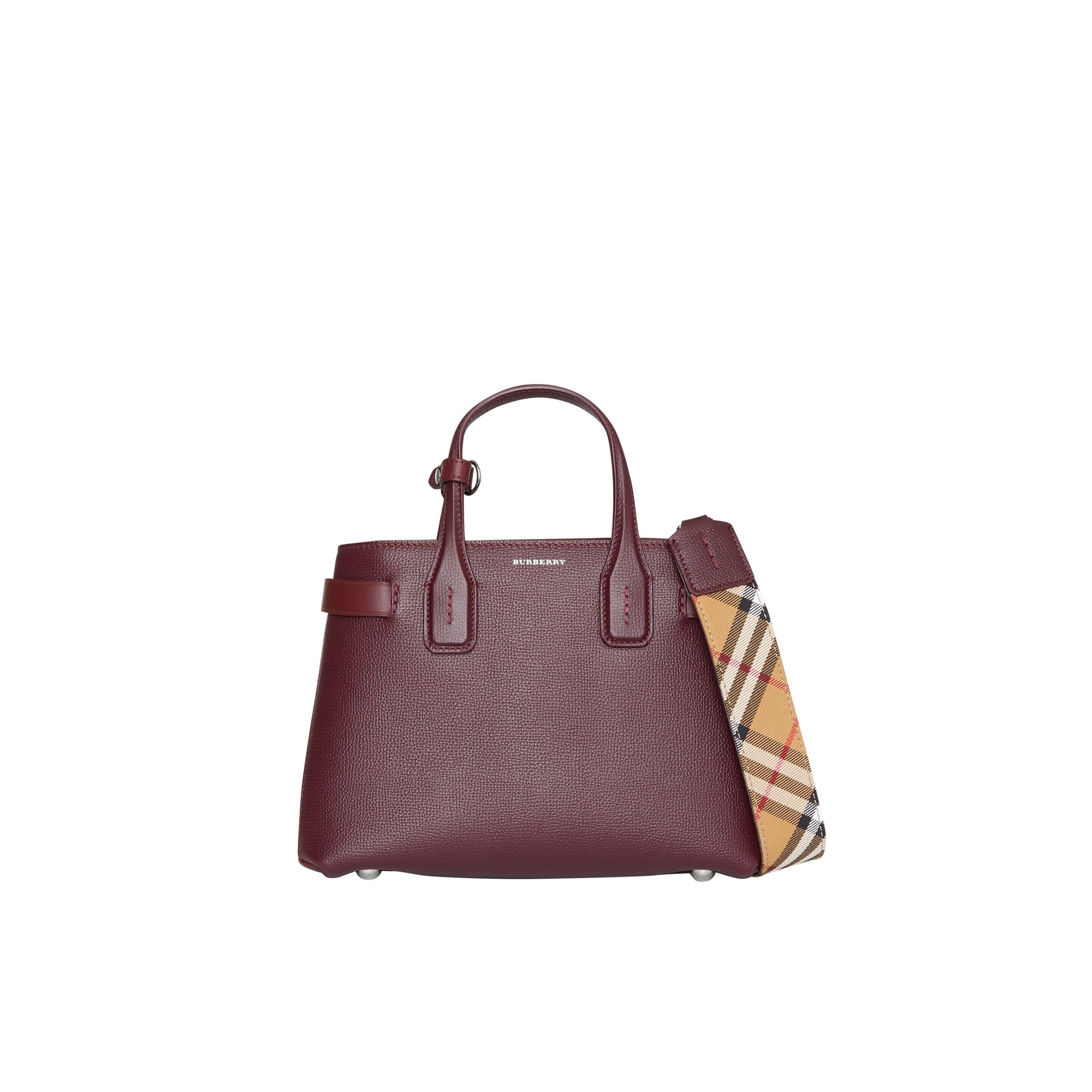 Petit sac The Banner en cuir à à motif Vintage check - Mahogany Red