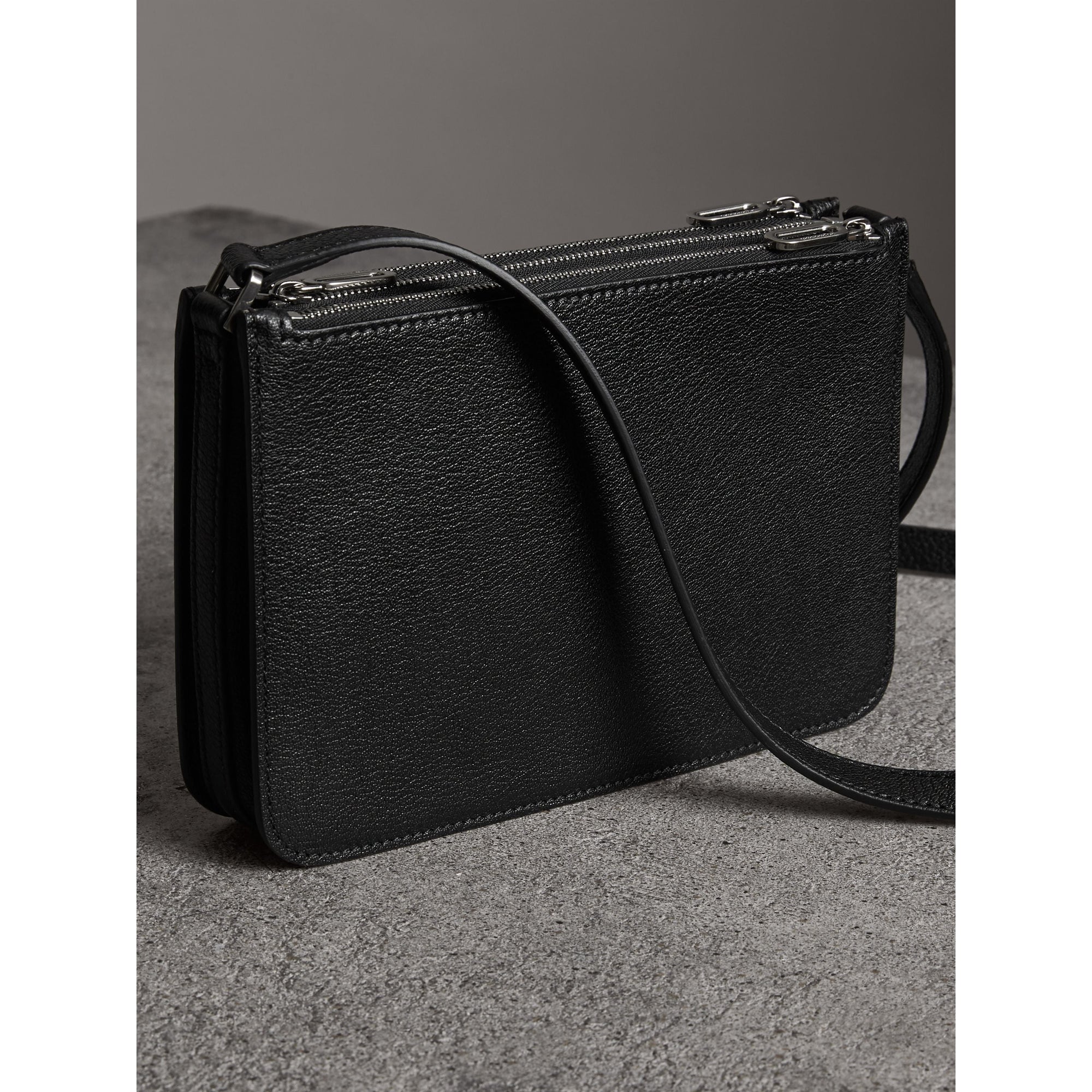 Sac à bandoulière en cuir grainé - Black