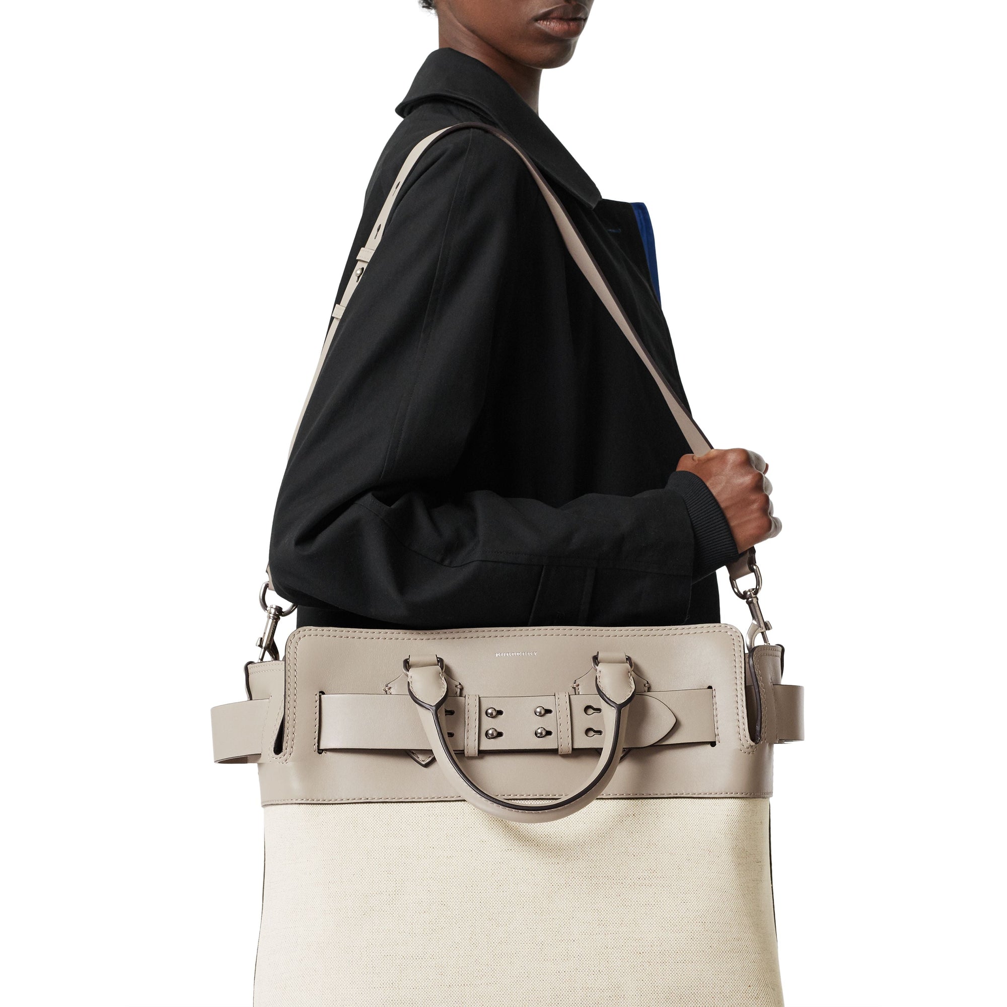 Sac The Belt moyen en toile et cuir - Mineral Grey