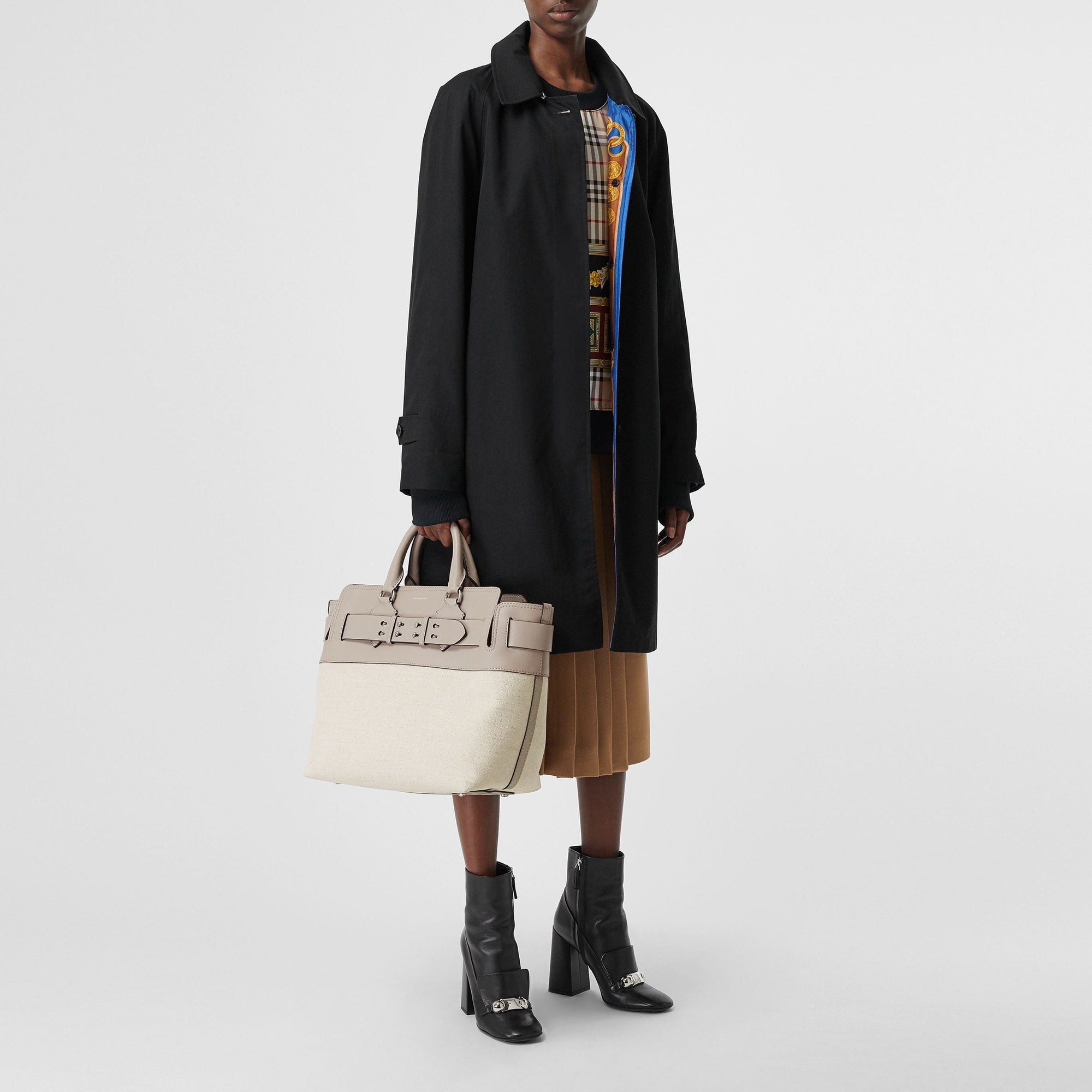 Sac The Belt moyen en toile et cuir - Mineral Grey