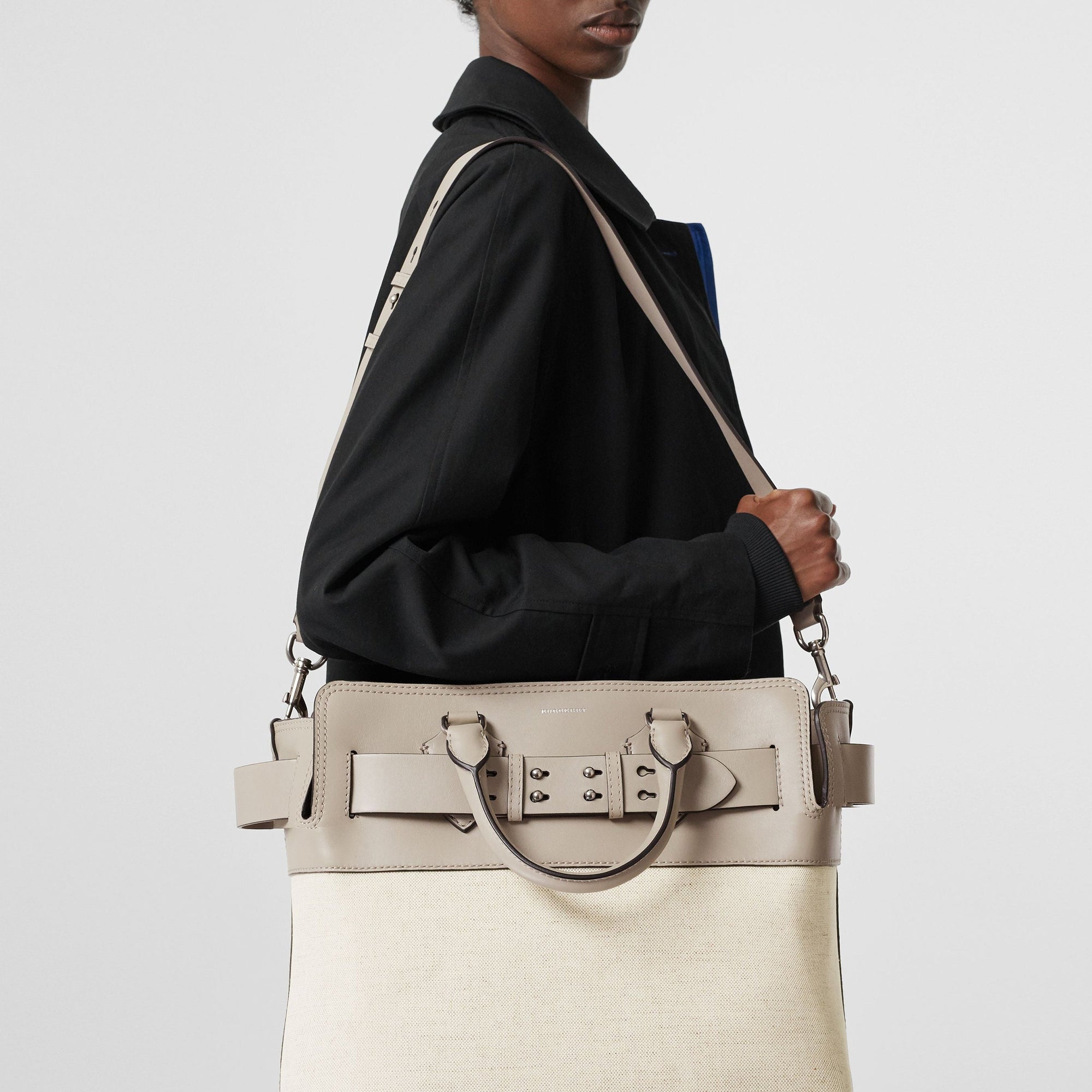 Sac The Belt moyen en toile et cuir - Mineral Grey