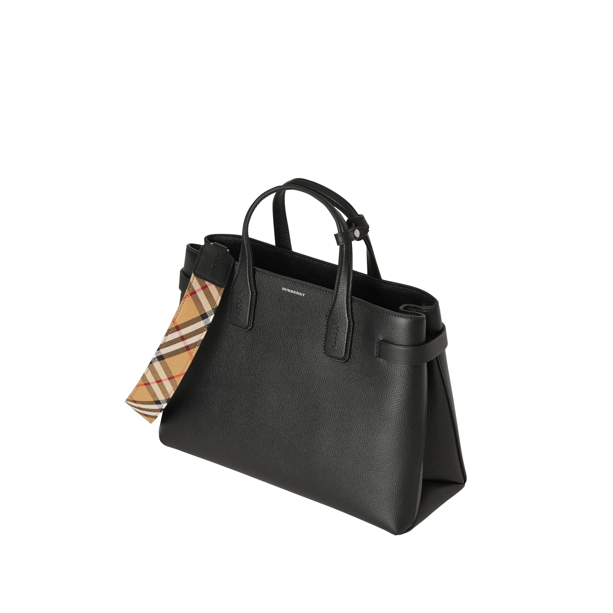 Sac The Banner moyen en cuir et Vintage Check - Black