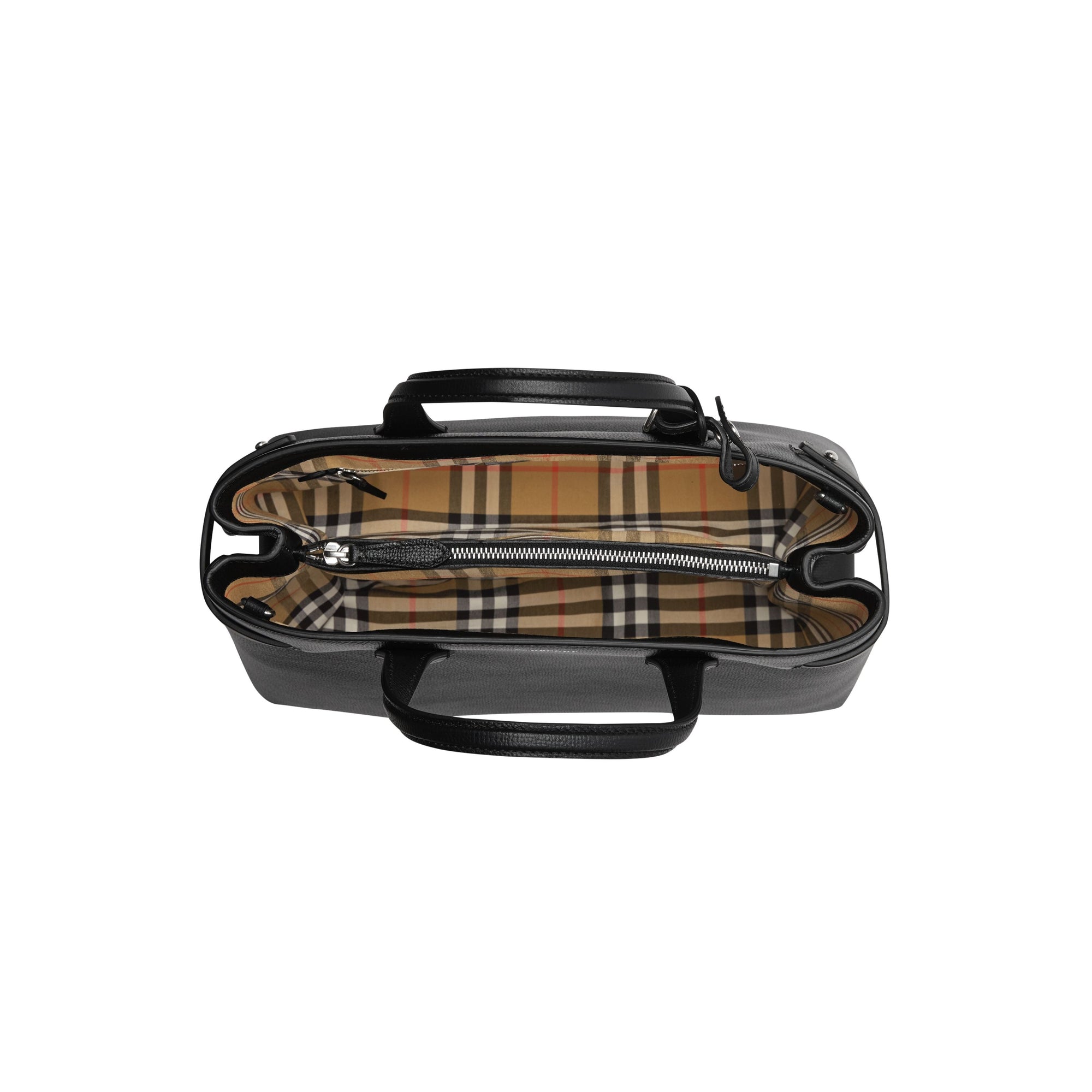Sac The Banner moyen en cuir et Vintage Check - Black