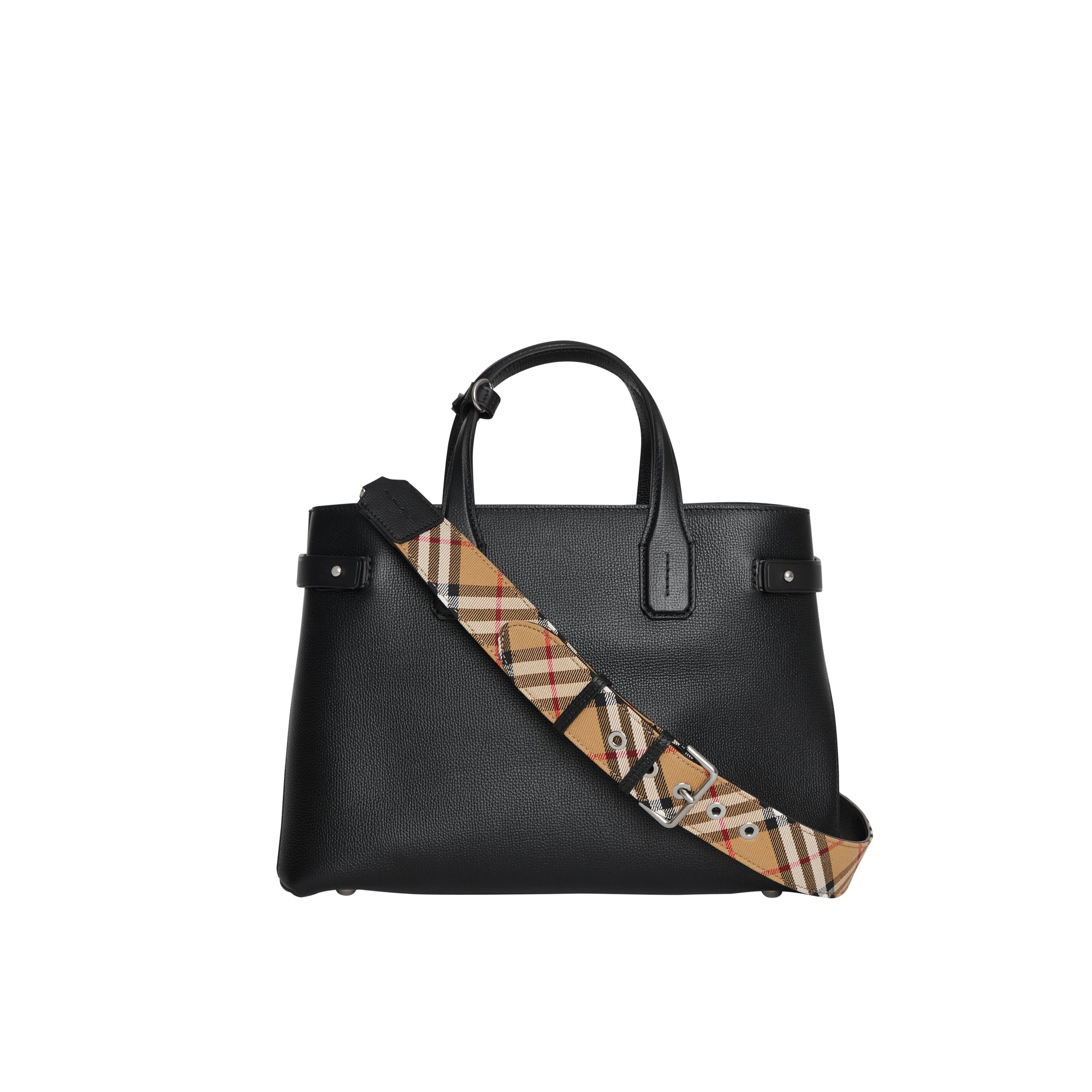 Sac The Banner moyen en cuir et Vintage Check - Black