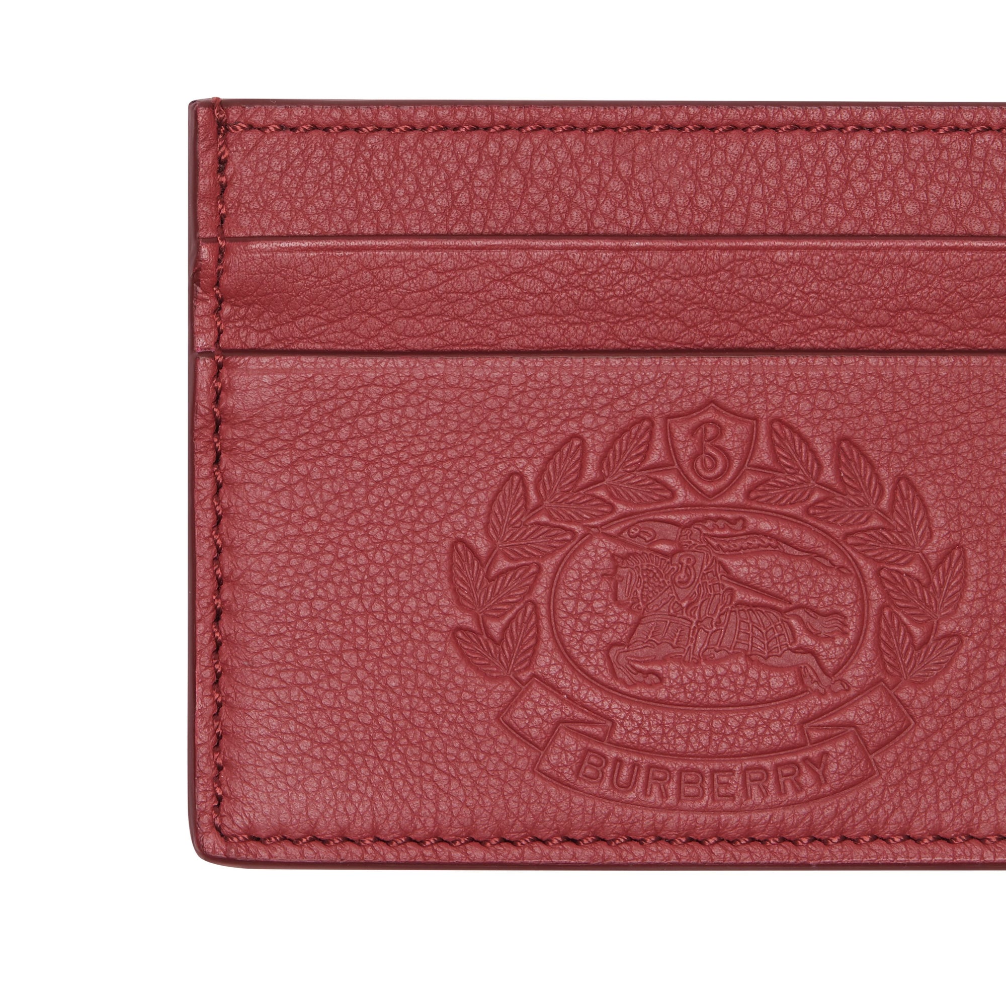 Porte-cartes en cuir à écusson estampé - Crimson