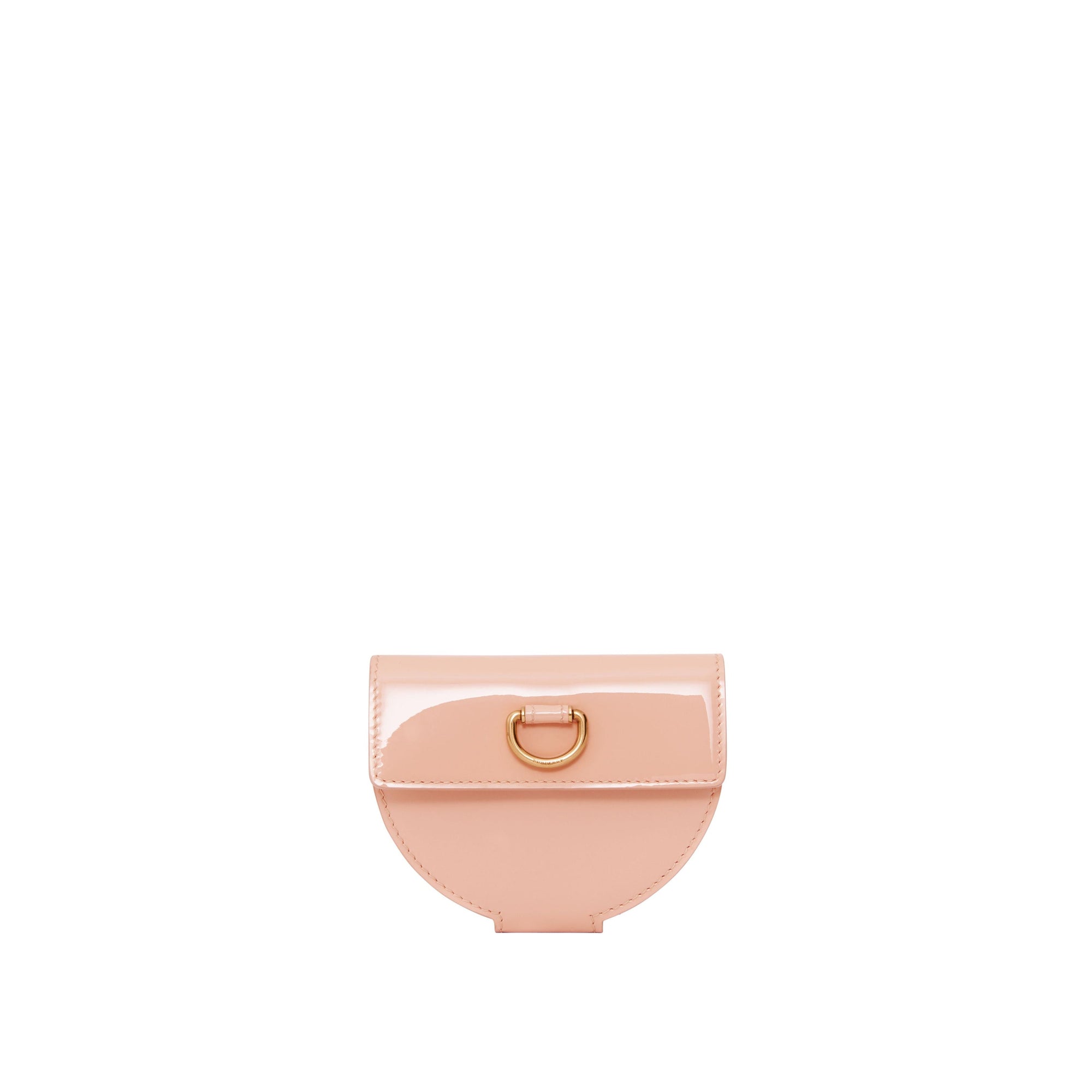 Porte-monnaie en cuir verni à boucle en D - Pale Fawn Pink