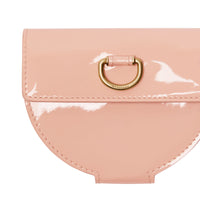 Porte-monnaie en cuir verni à boucle en D - Pale Fawn Pink